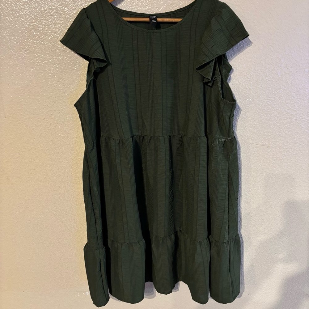 Green Ruffle Sleeve Dress